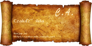 Czakó Ada névjegykártya
